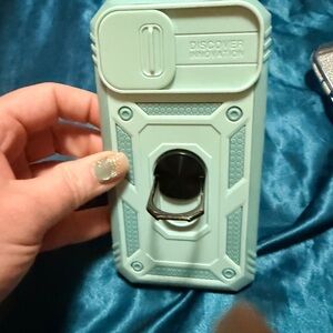 New Protective green Phone14/15 phone  Case with Ring Holder and camera cover